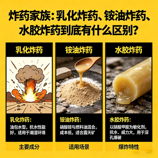 罗定炸药家族：乳化炸药、铵油炸药、水胶炸药到底有什么区别？